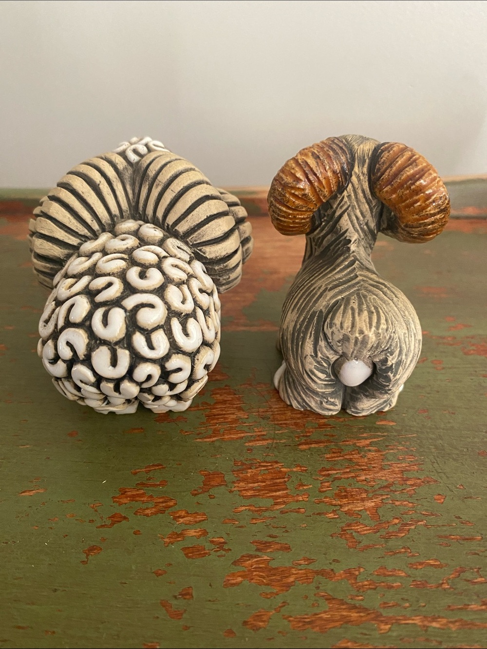 Ram Sheep Figurines Handcrafted Folk Art - Picture 2 of 10